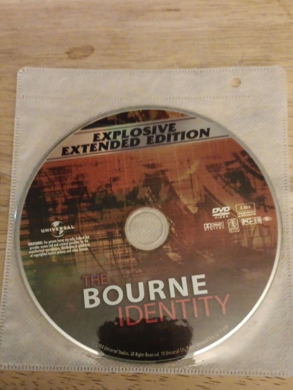 The Bourne Identity DVD Explovise Extended Edition *NO CASE*